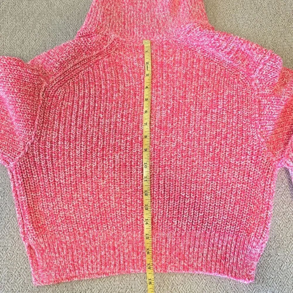 Free People Love This City Pink White Collared Slouchy Crop Sweater - Size XS - Picture 14 of 15